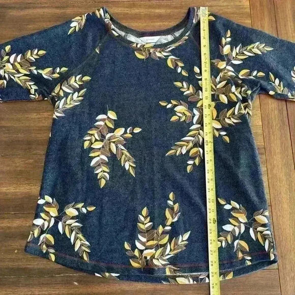 Cj Banks Leaf Blouse/ Sweatshirt 3/4 Sleeve Size 1X - Picture 5 of 11